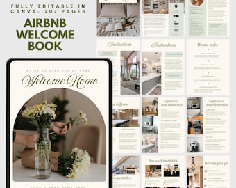 Editable Airbnb Welcome Book Template, Vacation Rental Guide (Canva) Airbnb Welcome Book Template Canva Guest Guide Vacation Rental House
