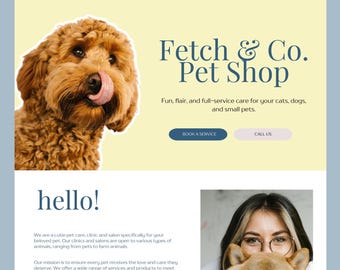 Pet Services Website, Canva Website Template, Website Design for Dog Groomer, Dog Trainer, Doggy Daycare, Pet Care & Boarding, Dog Website
