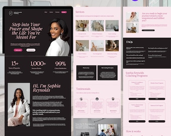 Life Coach Canva Website Template Coaching Template Therapist Web Site Editable Landing Page Website Website Canva Sales Page Portfolio