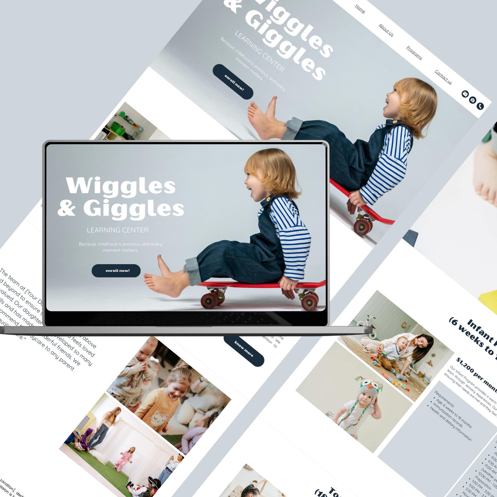Daycare Canva One Page Website Template. Playful Daycare Website