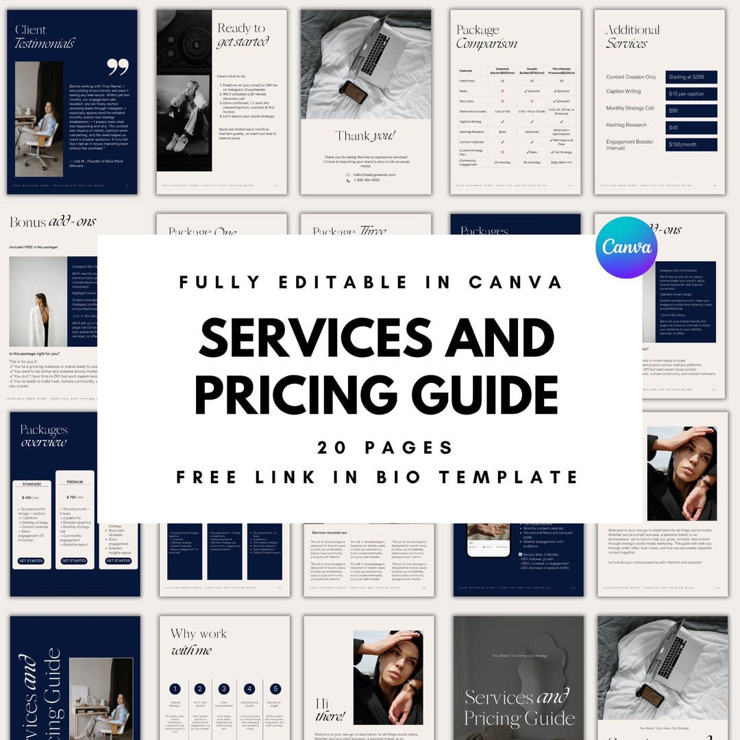 Services and Pricing Guide Price List Canva Template Client Brochure ...