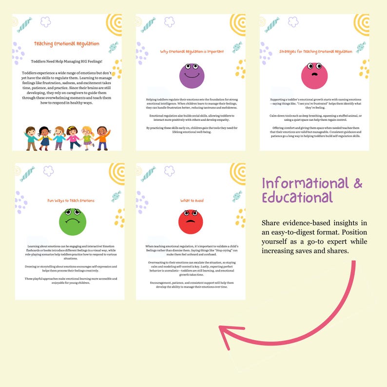 Informativa Canva Instagram-mallar för tidig utbildning (pedagog, terapeut, lärare, barns utveckling, barn, förskola, sociala medier) bild 6