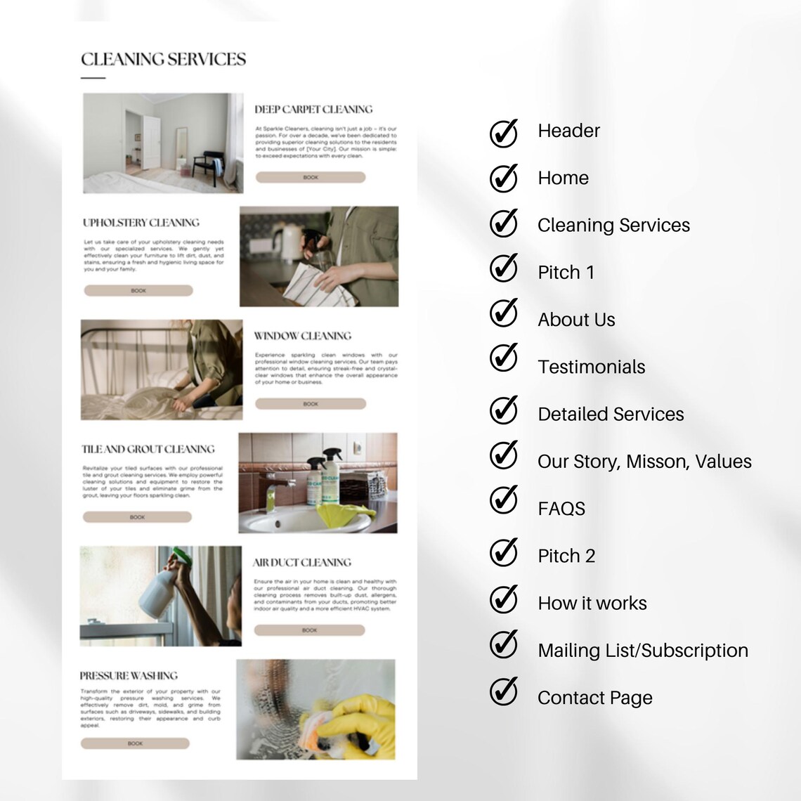 Cleaning Website Template Editable Canva Website Design for Commercial