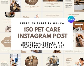Pets Shop Instagram Post Template Social Media Pet Instagram Story Template Pets Instagram Templates Posts for Grooming Business & Pet Shops