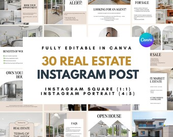Real Estate Instagram Post Templates | Realtor Instagram Templates | Realtor Social Media Marketing Templates | Canva Template Realtor