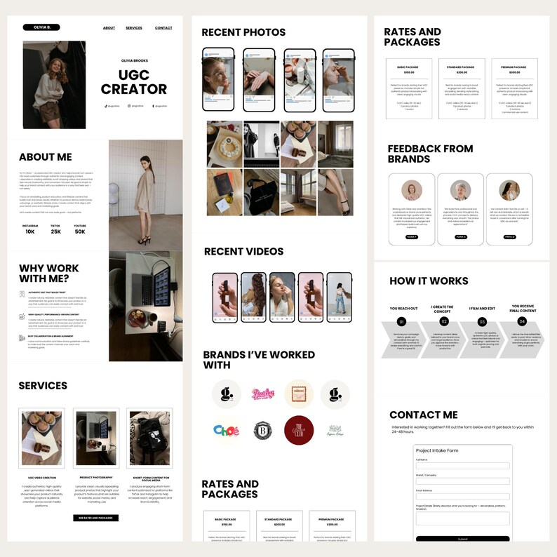 UGC Portfolio Template Canva UGC Beauty Website Template UGC Media Kit Content Creator Portfolio Template Canva Editable Media Kit image 2