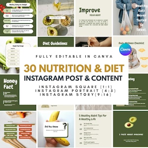 Nutrition Coach, Health Coach, Wellness Coach, Canva Social Media, Instagram Template, Nutritionist, Dietician, Health and Wellness, Food