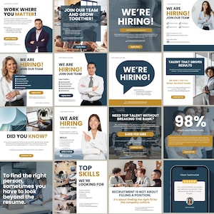 Recruitment Service Blue Canva Instagram Post Template Recruitment Agency Social Media Post, Instagram Template for Recruitment Company