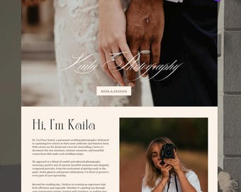 Photography Website Template Canva, Wedding Website Canva Template, Website Template for Photographers, Canva Website, Photographer Website