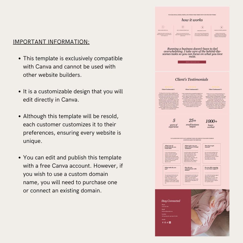 Virtual Assistant Canva Website Template Pink Online Course Digital ...