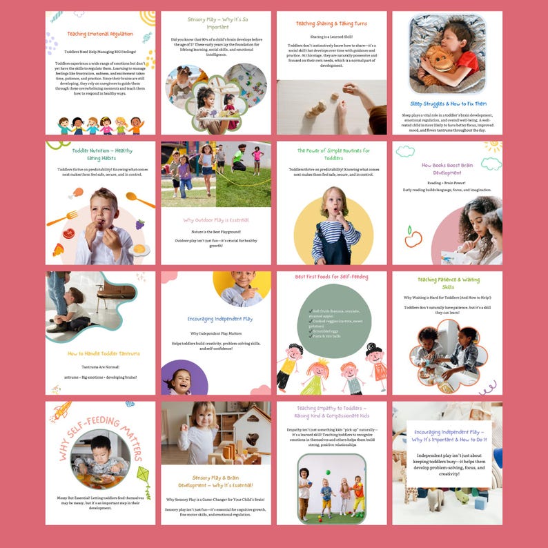 Informativa Canva Instagram-mallar för tidig utbildning (pedagog, terapeut, lärare, barns utveckling, barn, förskola, sociala medier) bild 3