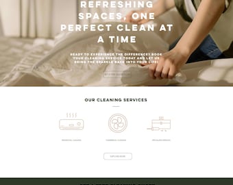 Plantilla de sitio web de Wix para servicios de limpieza Diseño de sitio web para servicio de limpieza comercial, sitio web empresarial de limpieza de casas.