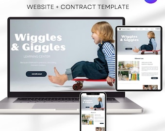 Daycare Canva One Page Website Template. Playful Daycare Website Template. Canva Website for Childcare, Early Learning Center, Preschool
