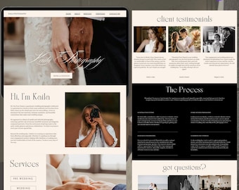 Photography Website Template Canva, Wedding Website Canva Template, Website Template for Photographers, Canva Website, Photographer Website