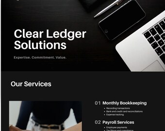 Bookkeeping Website Template for Canva, Accounting Landing Page (Digital Download)