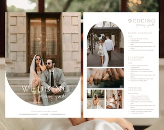 Hochzeitsfotografie Preisgestaltungsvorlage | Hochzeitspreisliste | Fotograf Preisführer | Canva Vorlage