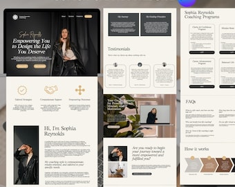 Life Coach Canva Website Template Coaching Template Therapist Web Site Editable Landing Page Website Website Canva Sales Page Portfolio