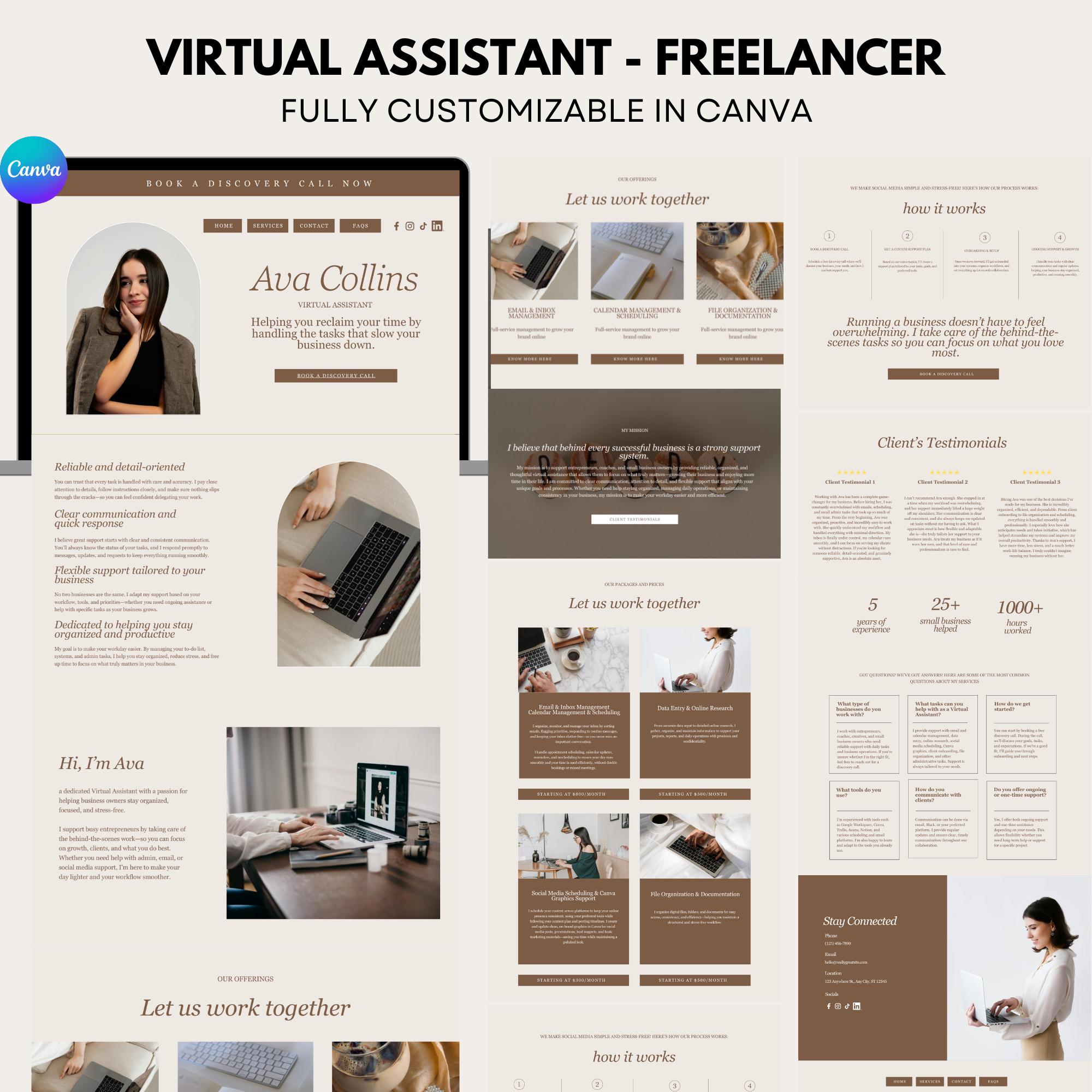 Virtual Assistant Canva Website Template Online Course Digital Product ...