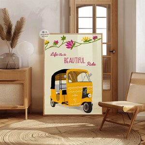 Indian transportation art with whimsical floral details