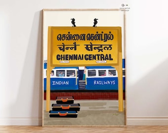 Chennai Central Railway Art Print: Nostalgic Indian Travel (Digital  Download), Chennai Wall Art, Tamil Art Print, Tamil Nadu Poster