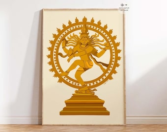 Shiva Nataraja Print: Hindu Dance Art, Spiritual Wall Decor (Digital Download)