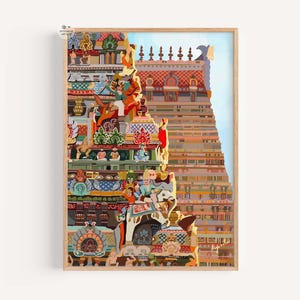 Srirangam temple painting| Ranganatha Swami Temple Art | Instant Download | South Indian temple gopuram painting, Indian Spiritual Decor