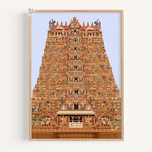 South Indian Temple Art | Madurai Meenakshi Temple Art | Instant Download | Madurai Temple Illustration, Indian Culture Art Decor, Indian