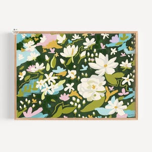 Jasmine Abstract Art print, Premium Fine Art Print, Jasmine Flower Wall Art Print, White Floral Home Decor, Modern Botanical, Floral Decor