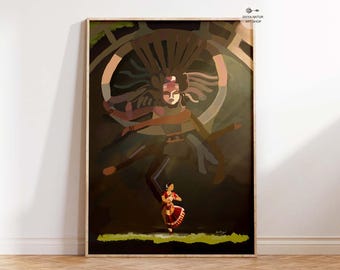 Nataraja Bharatanatyam Dance Art Print: Hindu Sacred Art (Instant Download), arangetram poster, Gift for classical dance lover, Arangetram