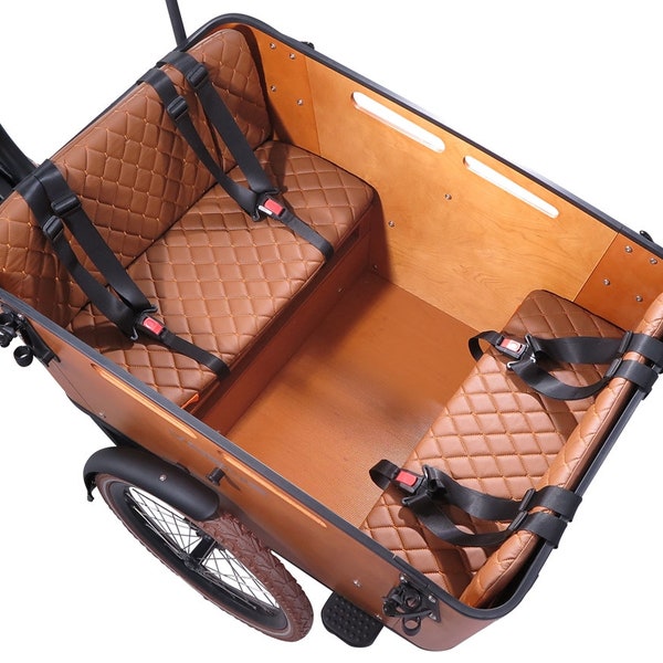 Vogue Carry 3 Cargo bike cushion set, model Capi, 3 cm thick sky leather cargo bike cushions