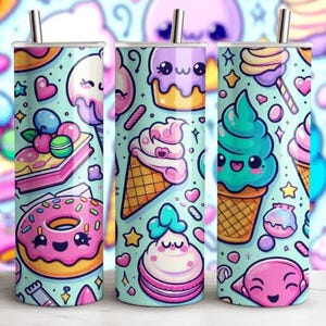 Kawaii Food Tumbler Wrap PNG - 20oz Skinny Tumbler Sublimation Design for Cute Drinkware