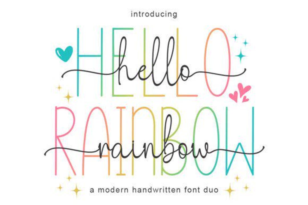 Retro Rainbow Script Font Duo: Cricut & Sublimation (instant Download ...