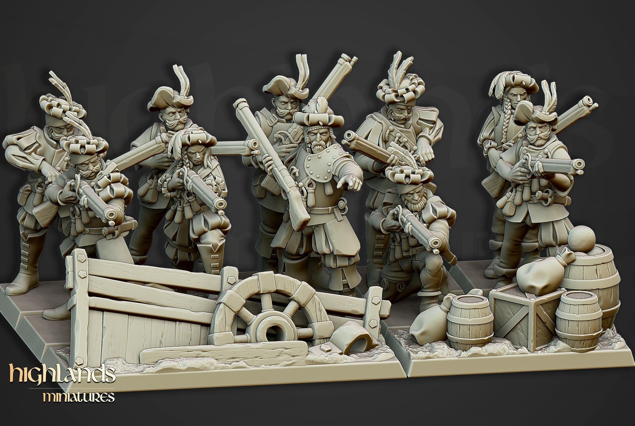 Highland Miniatures Sunland Arquebusiers Unit with barricades