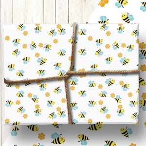 Wrapping Paper, Bees and Honeycomb Design Gift Wrap, Festive Holiday Wrappers, Eco-Friendly Wrapping Sheets, Birthday