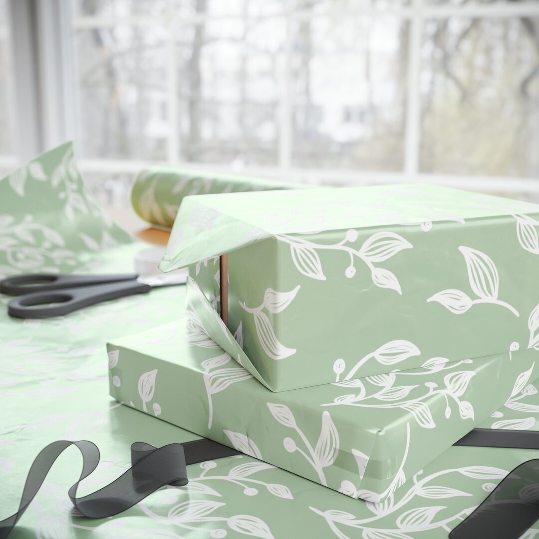 Botanical Swirls on Plain Background Wrapping Paper, Gift Wrapping - Etsy