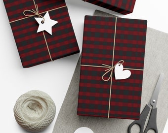 Red Buffalo Plaid Christmas Gift Wrap Paper
