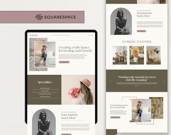 Squarespace Website Template for Therapists, Counsellors & Wellness Professionals, Warm Boho Modern Design