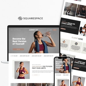 Plantilla web de fitness para Squarespace, diseño web para entrenadores personales, plantilla para entrenadores de gimnasio, sitio web para negocios de bienestar, sitio web de entrenamiento online.