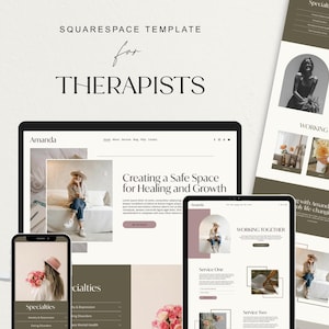 Modèle Squarespace pour thérapeute, site Web Boho Coach, conception de bien-être