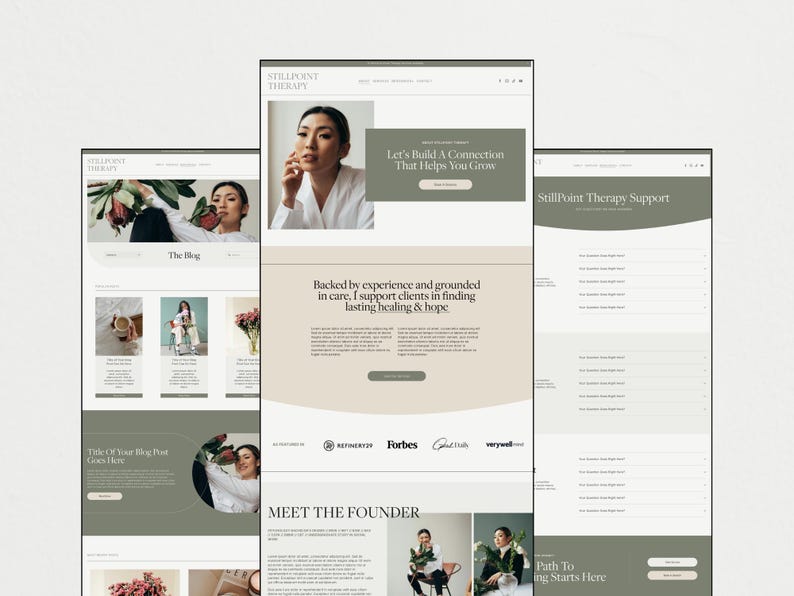 Squarespace website template designed for therapists, counsellors, psychologists, and wellness coaches looking to create a calm, modern, and professional online presence. Features a premium, minimalist design with a clean layout ideal for showcasing services, building client trust, and encouraging bookings. Fully editable in Squarespace and responsive across all devices, making it easy to customize and launch a polished website quickly and efficiently for any wellness or service-based brand.