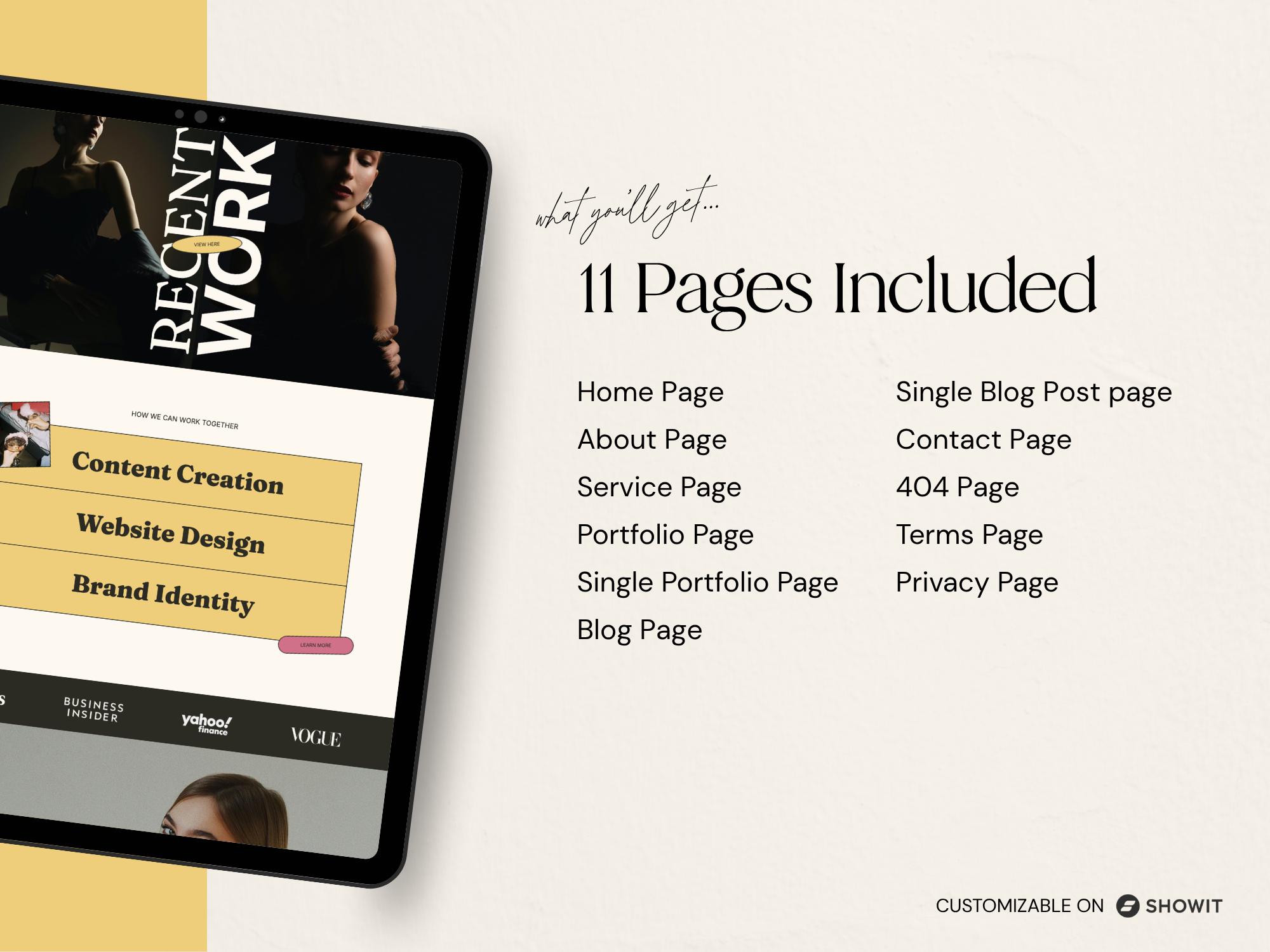 Showit Template for Creative Agencies & Virtual Assistants, Bold Yellow ...