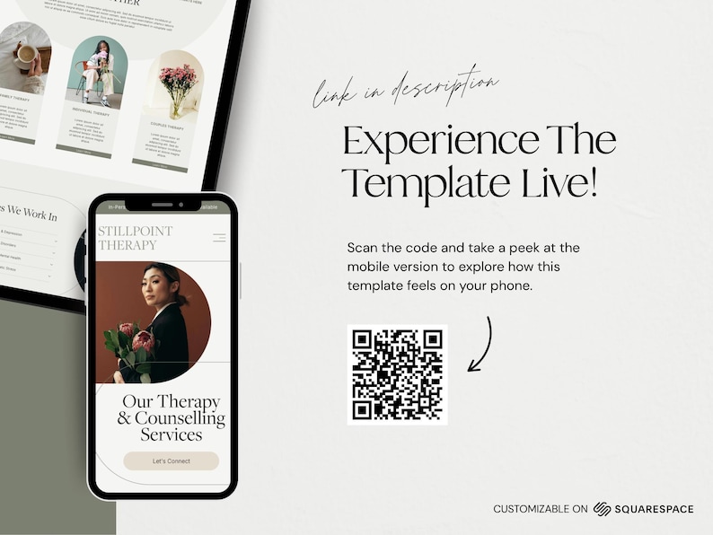 Squarespace website template designed for therapists, counsellors, psychologists, and wellness coaches looking to create a calm, modern, and professional online presence. Features a premium, minimalist design with a clean layout ideal for showcasing services, building client trust, and encouraging bookings. Fully editable in Squarespace and responsive across all devices, making it easy to customize and launch a polished website quickly and efficiently for any wellness or service-based brand.