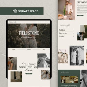 Squarespace Website for Photographer, Moody Wedding Elopement Photographer Website Template, Premium Squarespace Template, Luxury Website