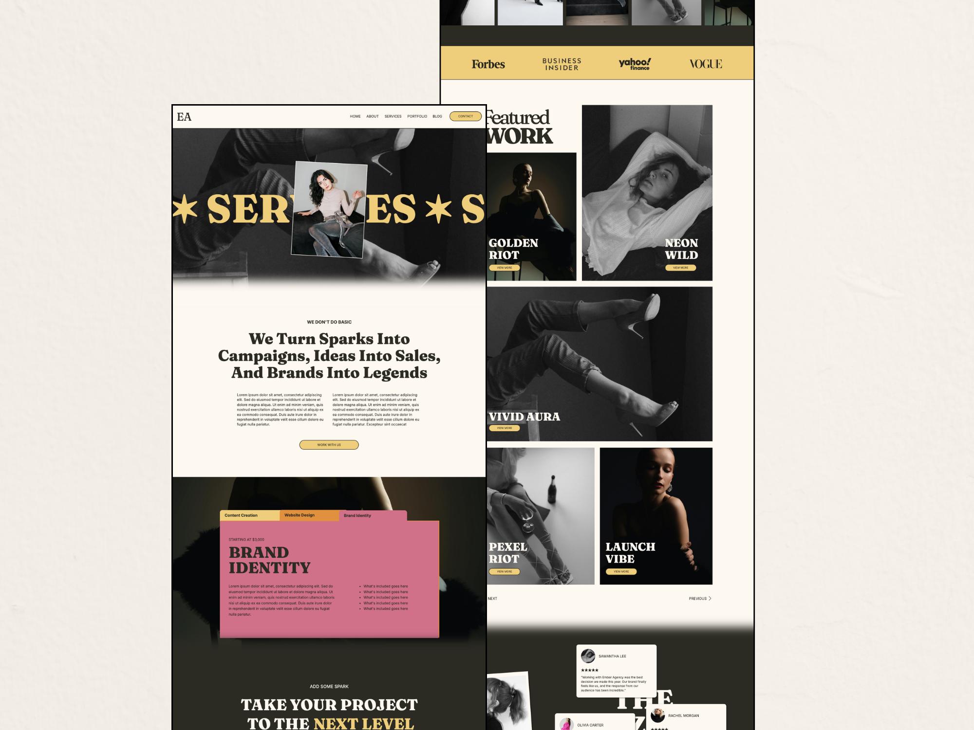 Showit Website Template for Creative Agency | Bold Yellow Marketing ...