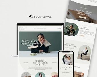 Squarespace Template for Therapist | Calm Minimal Mental Health Website | Counselor Psychologist Life Coach | Therapy Practice Website
