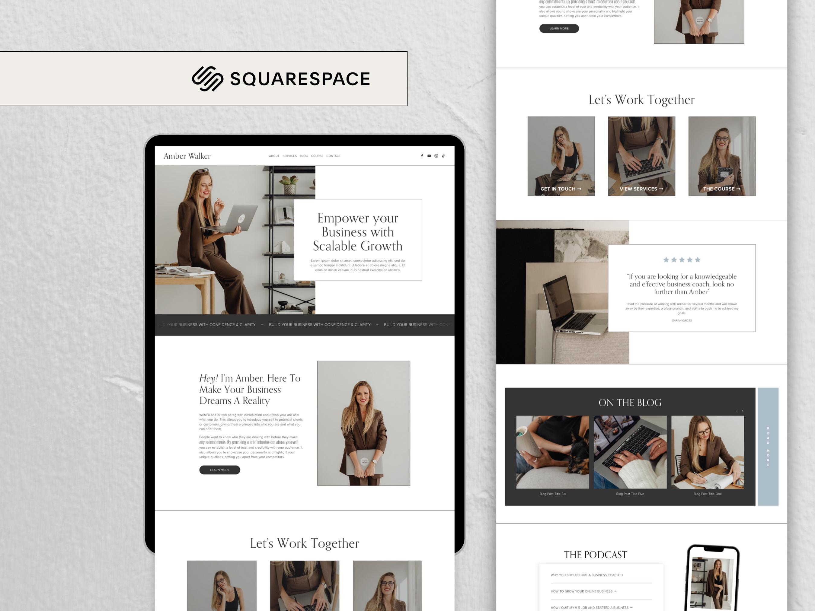 Squarespace Website for Creative Agency, Virtual Assistant Website Design, Squarespace Social Media Marketing Website, Coaching Website