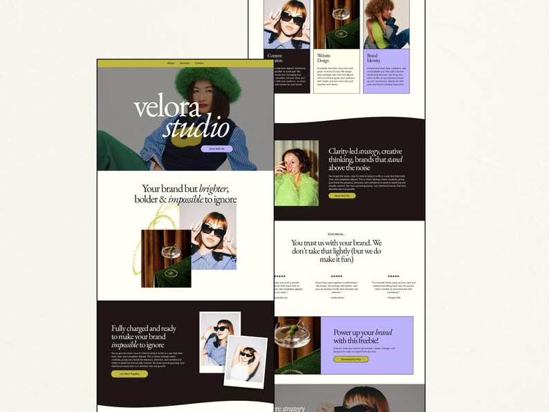 Bold, modern Canva website template designed for creative agencies, coaches, and service-based businesses. This feminine, editorial-style design helps you showcase your brand with clarity and confidence while creating a polished, high-end online presence. Fully customizable and easy to edit in Canva, it’s perfect for entrepreneurs who want a strategic, conversion-focused website that stands out, builds trust, and attracts aligned clients effortlessly.