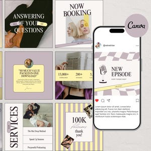Podcast Instagram Template: Canva Social Media Templates (Digital Download)