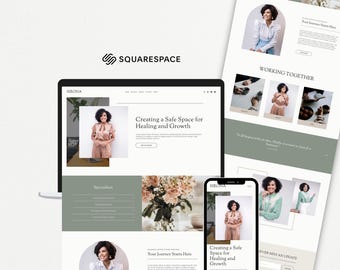 Squarespace Therapeut Website Template | Minimal Mentales Webseite | Counselor Psychologe & Online Coach Website