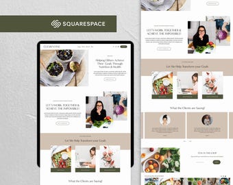 Squarespace Nutrition Coach Website Template, Nutrition Coach Website, Modern Website for Nutritionists, Health Coaches and Wellness Website